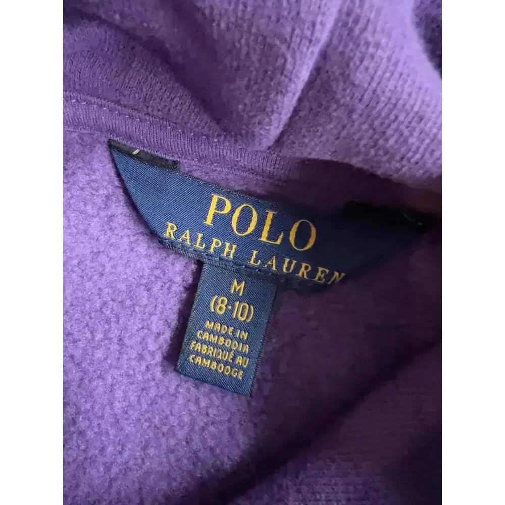 Polo Ralph Lauren Hoodie Purple Green Logo Flag Patch Size M 8-10